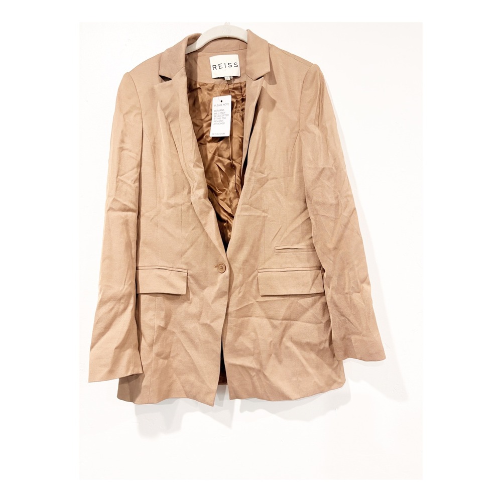 Reiss Hazel Blazer Tan Single Breasted Tailored Jacket US‎ 6 NEW
